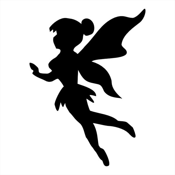 Cute Silhouette Flying Fairy Tattoo Stencil