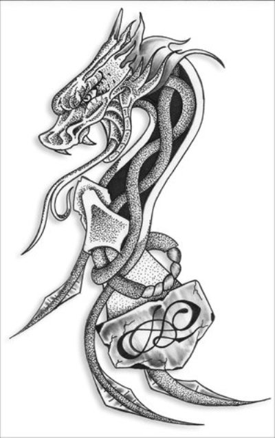 Dotwork Dragon Tattoo Design