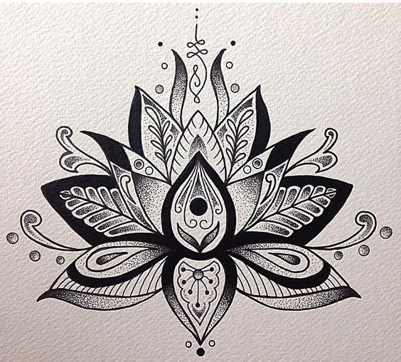 Dotwork Lotus Flower Tattoo Design