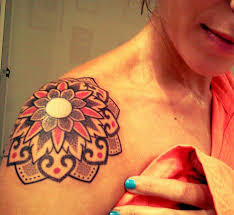 Dotwork Lotus Tattoo On Right Shoulder
