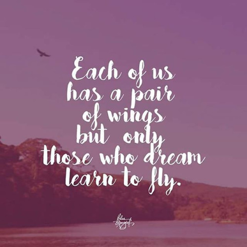 Each of us has a pair of wings but only those who dream of learning to fly