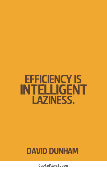 Efficiency is intelligent laziness.  David Dunham