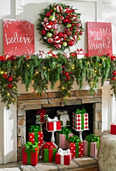 Fireplace Full Of Gifts Christmas Decoration Idea