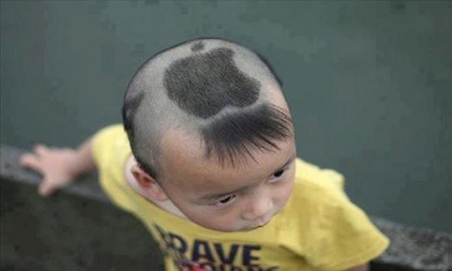 Funny Apple Logo Haircut For Baby