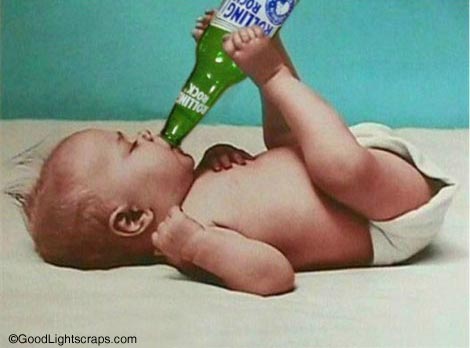 Funny Baby Drinking Beer Picture