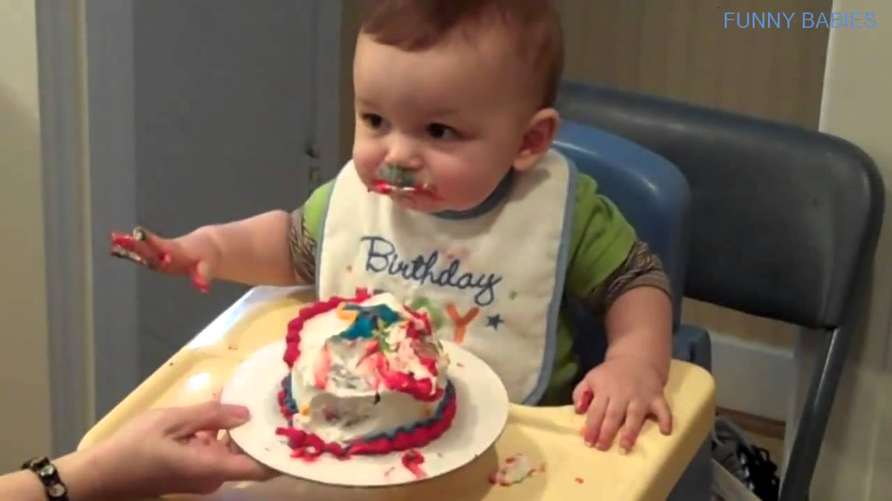Funny Baby Eating Cake Picture