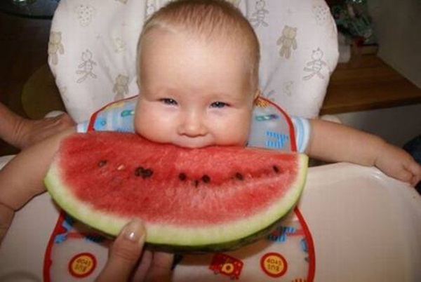 Funny Baby Eating Watermelon