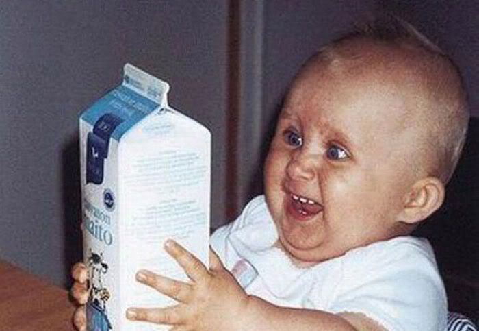 Funny Baby Happy To See His Favorite Food