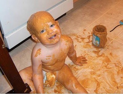 Funny Baby Lapping Grease On His Body