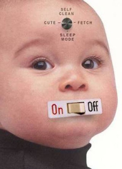 Funny Baby On Off Button On Mouth
