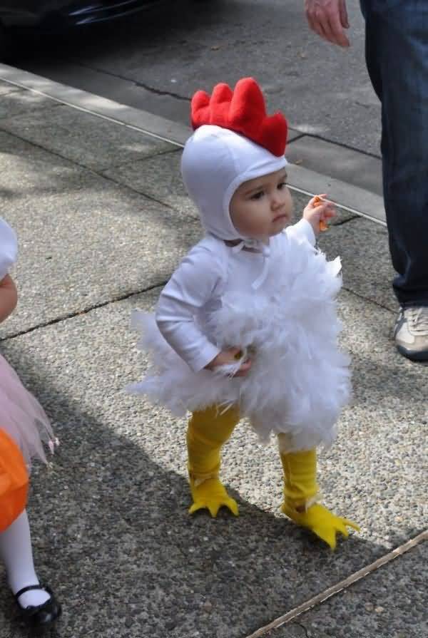 Funny Baby Wearing Rooster Costume
