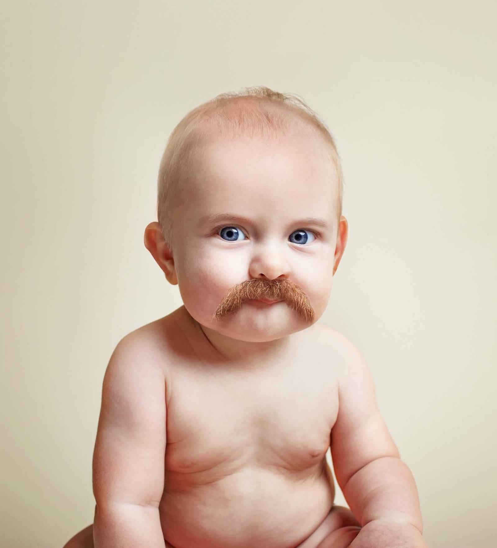 Funny Baby With Mustache Picture