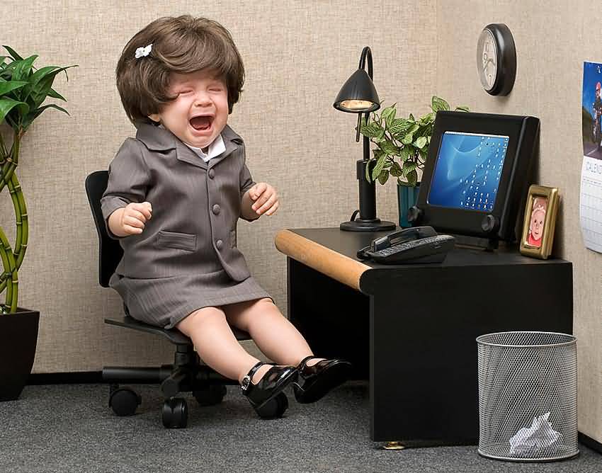 Funny Crying Baby In Office Dress