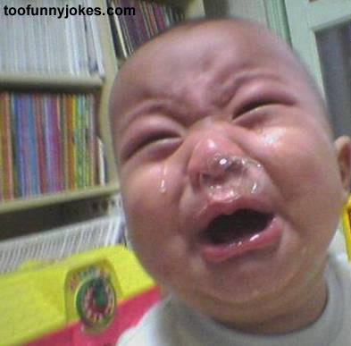 Funny Crying Baby With Bubble Out Of Nose