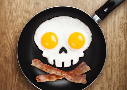 Funny Egg Omelette Danger Skull Sign