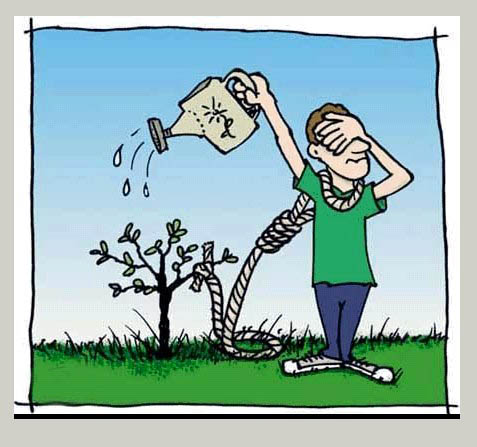 Funny Idea Of Suicide Cartoon Picture