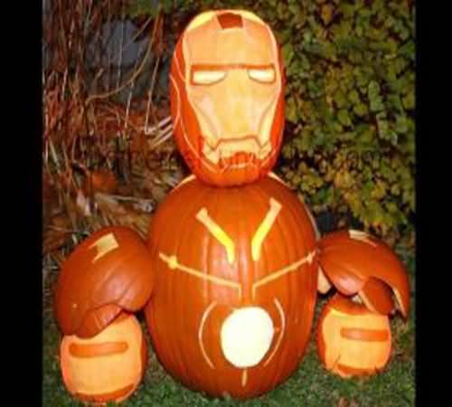 Funny Ironman Pumpkin Photo