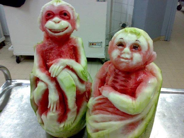 Funny Monkeys Watermelon Art Image