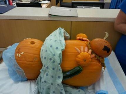 Funny Pumpkin Giving Birth