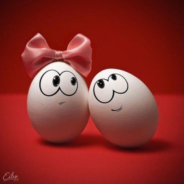 Girl And Boy Funny Eggs Photo