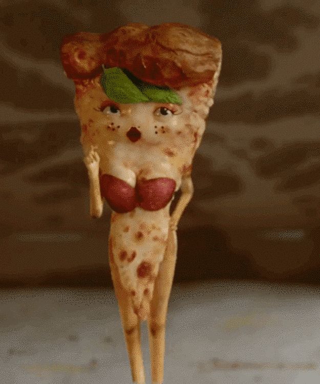 Girl Look Pizza Slice Funny Picture