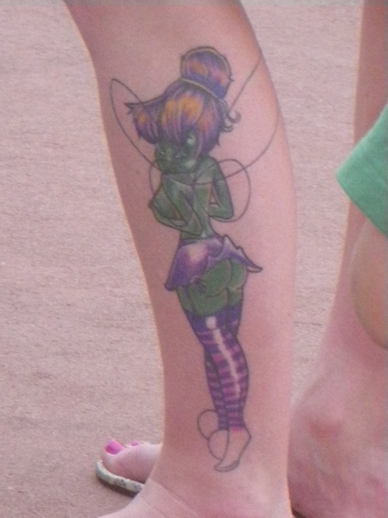 Gothic Fairy Tattoo On Girl Left Leg