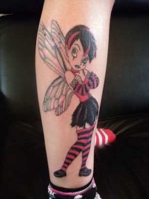 Gothic Fairy Tattoo On Right Leg