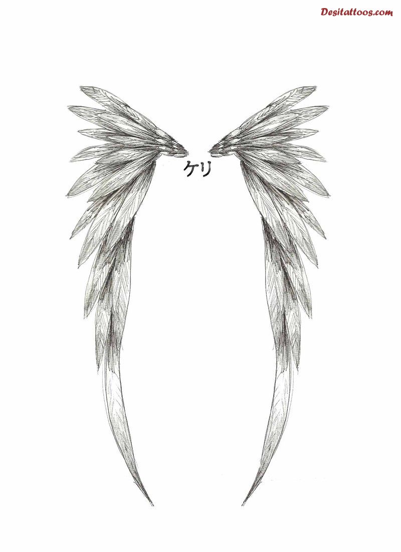 Grey Ink Classic Fairy Wings Tattoo Design