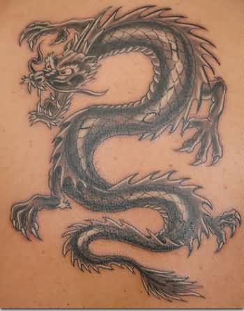 Grey Ink Dragon Tattoo
