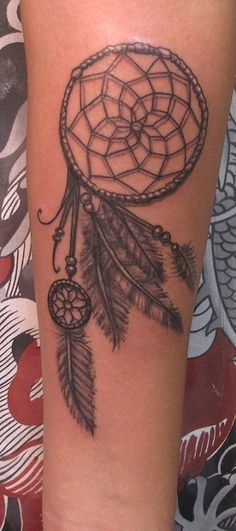 Grey Ink Dreamcatcher Tattoo On Arm Sleeve
