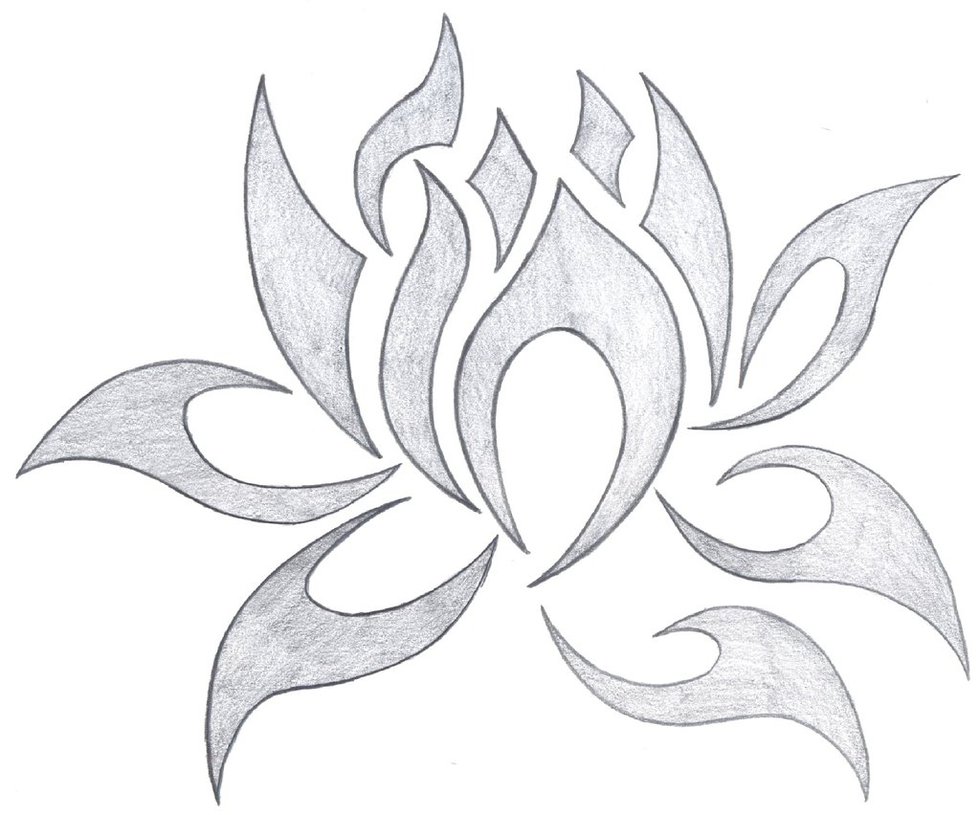 Grey Ink Tribal Lotus Flower Tattoo Design By Fallensamurai22