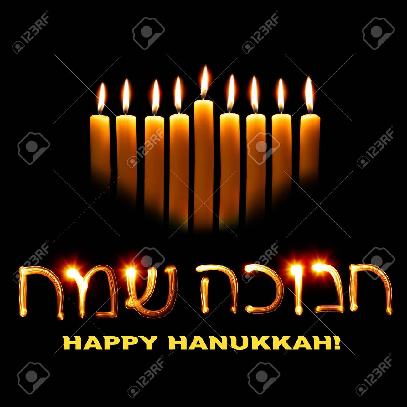 Happy Hanukkah Lightning Candles Picture