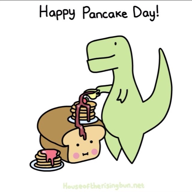 Happy Pancake Day Dinasour Eating Pancake Clipart