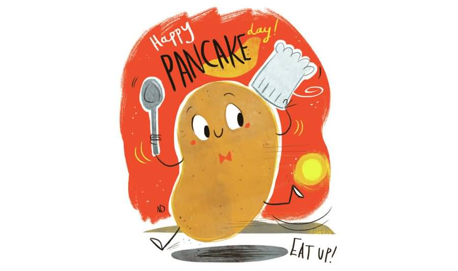 Happy Pancake Day Eat Up Cartoon Picture
