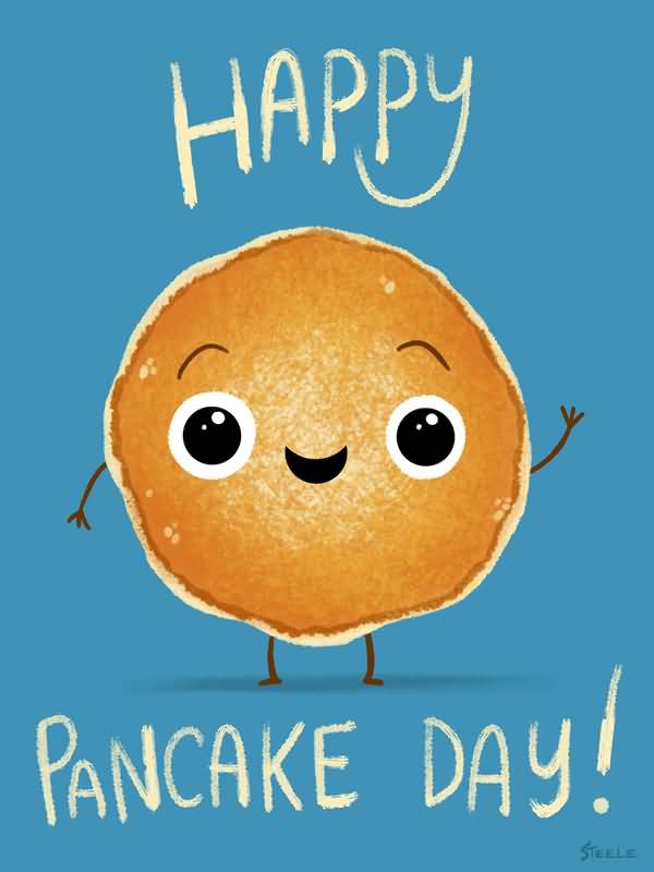 Happy Pancake Day Smiley Pancake Waving Hand
