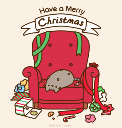 Have A Merry Merry Christmas Cat Sitting On Char Animated Picture