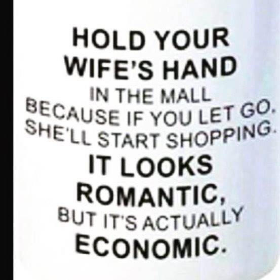 Hold Your Wife’s Hand In The Mall Because If You Let Go, She’ll Start Shopping. It Looks Romantic  But It’s Actually Economic.