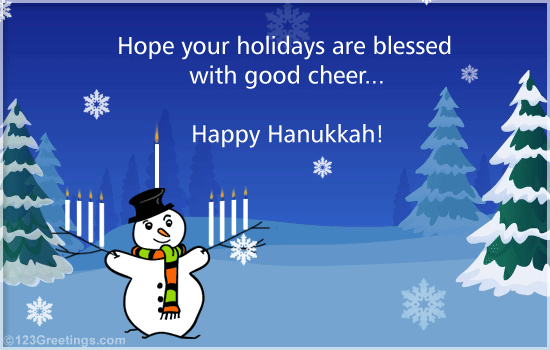 Hope Your Holidays Are Blessed With Good Cheer Happy Hanukkah Snowman Clipart