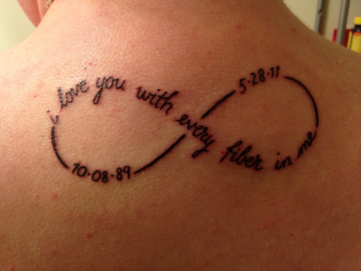 I Love You Infinity Tattoo On Upper Back