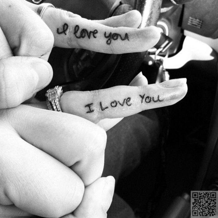 I Love You Side Finger Tattoos For Couple