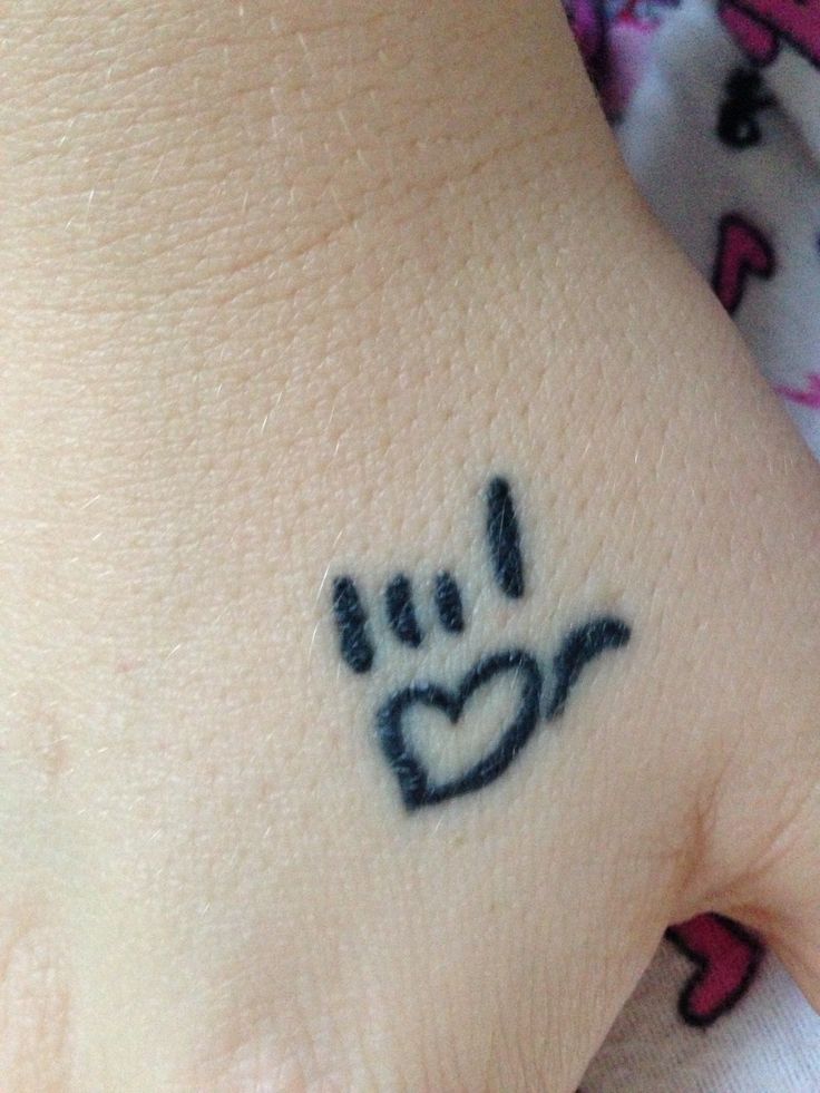 I Love You Sign Tattoo On Right Hand