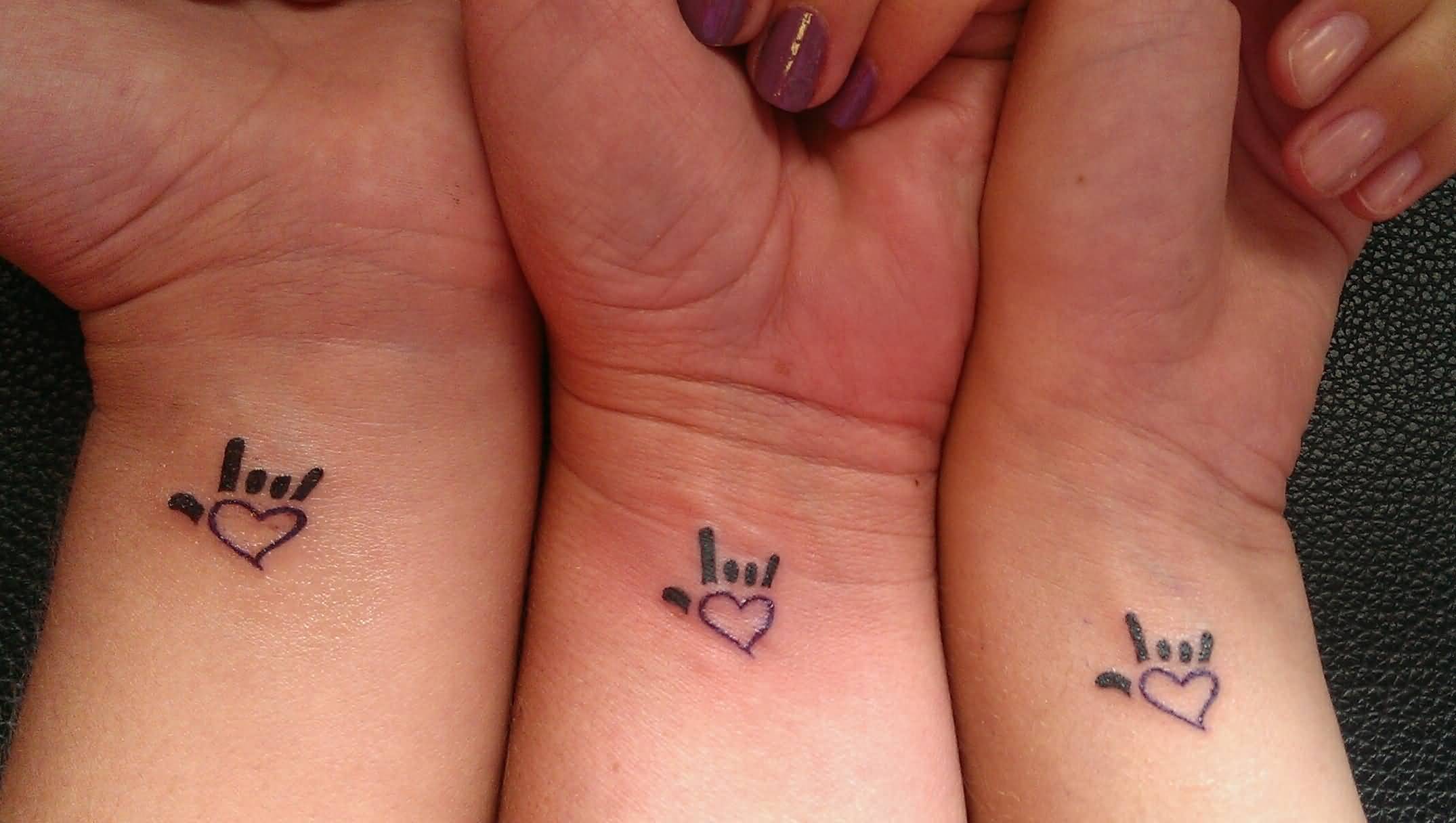 I Love You Sign Tattoos On Wrists For Friends