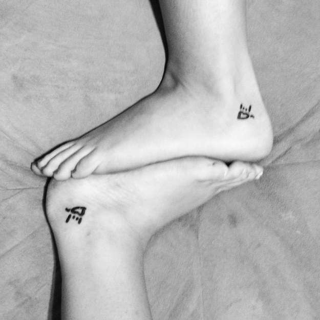 I Love You Sign Tattoos on Ankle