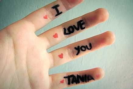 I Love You Tania Tattoos On Fingers