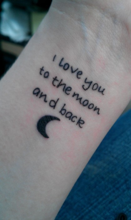 I Love You To The Moon And Back Tattoo On Wrist
