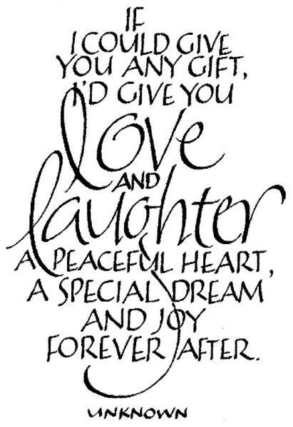 If Could Give You Any Gift I'd Give You Love And Laughter A Peaceful Heart, A Special Dream And Joy Forever After.