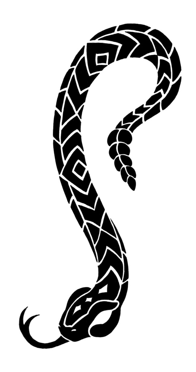 Impressive Black Tribal Snake Tattoo Design