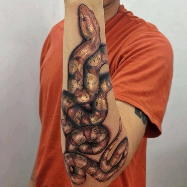 Inspiring Snake Tattoo On Man Left Arm