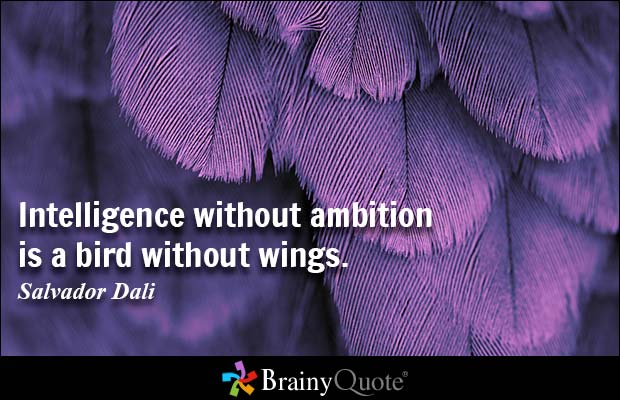 Intelligence without ambition is a bird without wings.  Salvador Dali