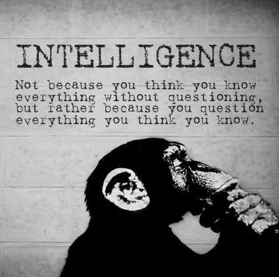 Intelligence. Not because you think you know everything without questioning, but rather because you question everything you think you know.